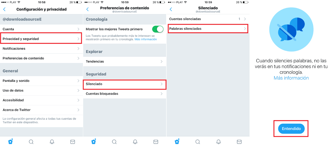 como bloquear tweets especificos del time line de twitter