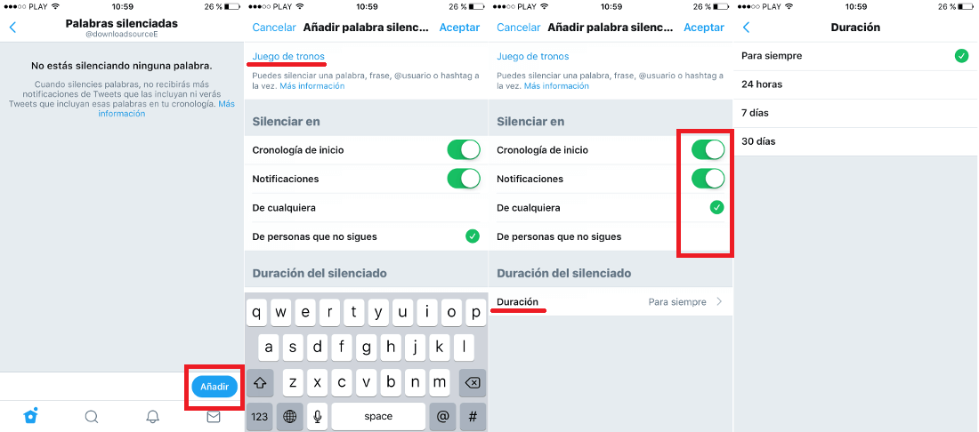 evitar que se muestren Tweets con palabras específicas en Twitter