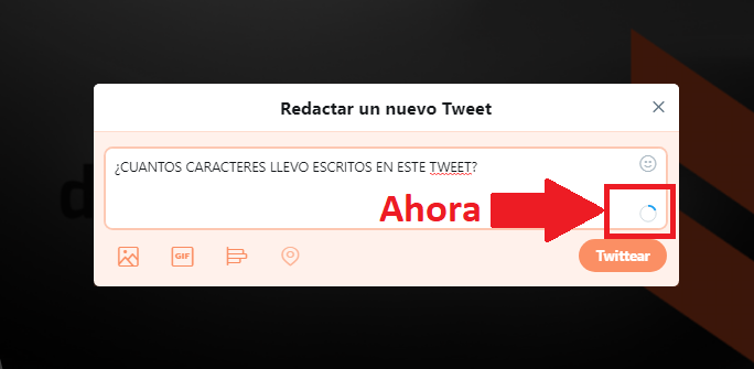 como volver a mostrar el contador original de caracteres de Twitter