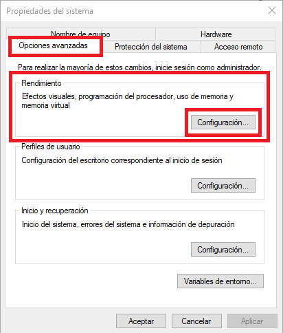 deshabilitar los efectos visuales de Windows 10 de tu PC