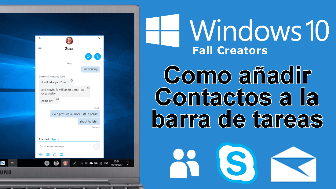 conoce como añadir y usar los contactos de la barra de tareas