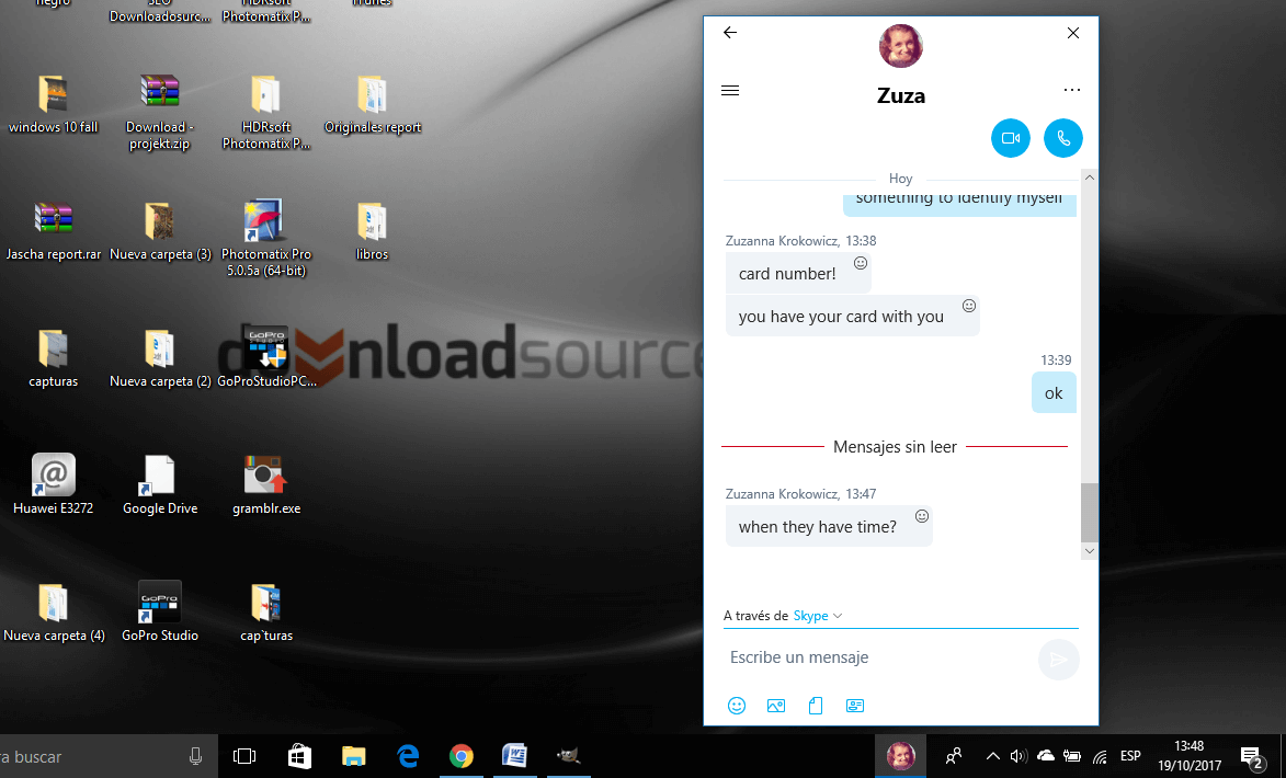 realizar llamadas de skype desde los contactos de la barra de tareas de Windows 10