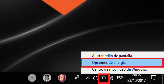 como activar la barra deslizante de bateria en windows 10 desde la barra de tareas.