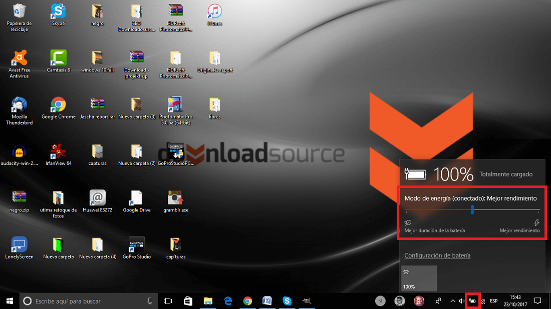 como activar el control deslizante que te permite personalizar el modo de ahorro de bateria en Windows 10