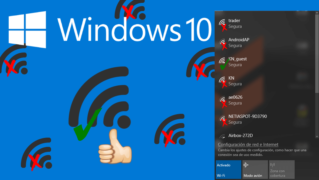ocultar redes Wifi cercanas del panel de redes de Windows 10