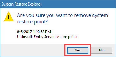 eliminar un punto de restauración individual en Windows 10