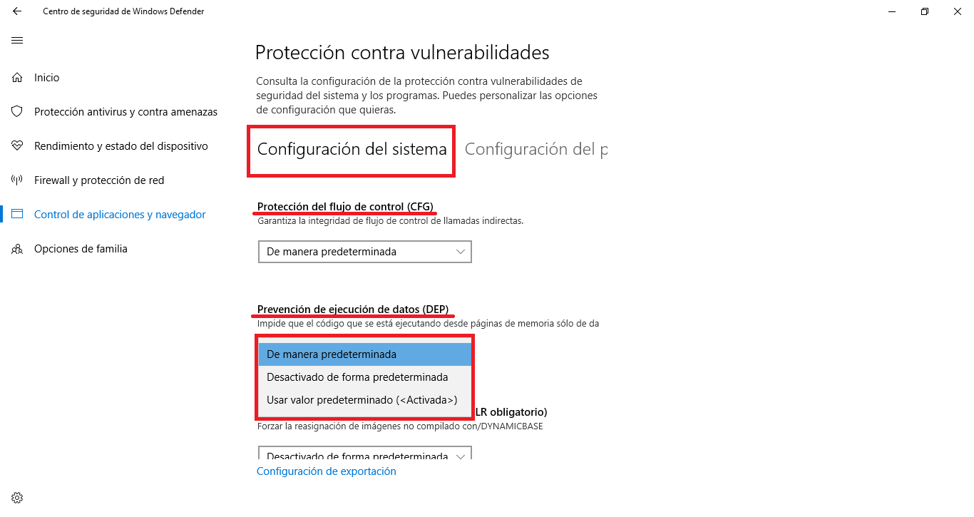 Windows 10 Fall Creators te permite configurar la protección contra vulnerabilidades de Windows defender