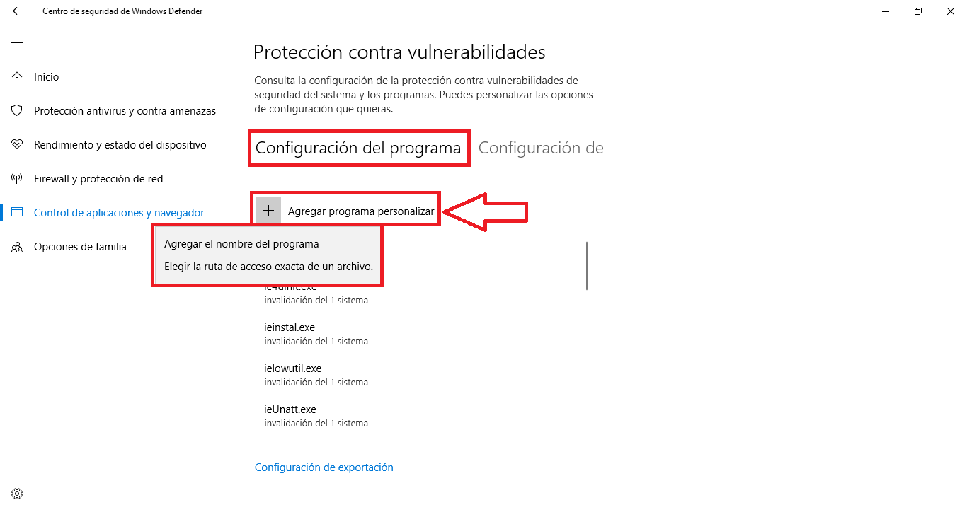 Windows 10 Fall Creators te permite configurar la protección contra vulnerabilidades del Centro de Seguridad de Windows defender