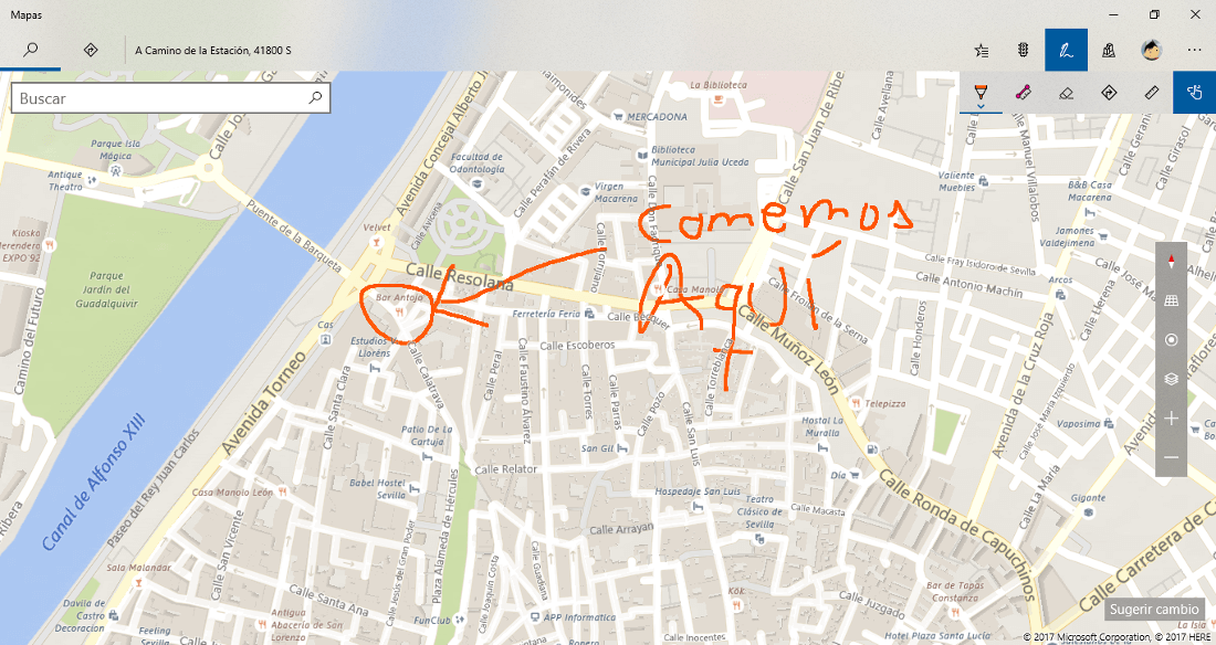 Escribir notas en los mapas de Windows 10