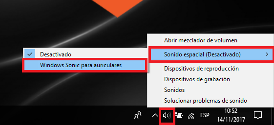 como habilitar el sonido espacial en ordenadores con windows 10