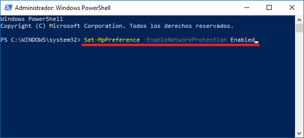 habilitar la Protección de Red en Windows Defender de Windows 10 Fall Creators