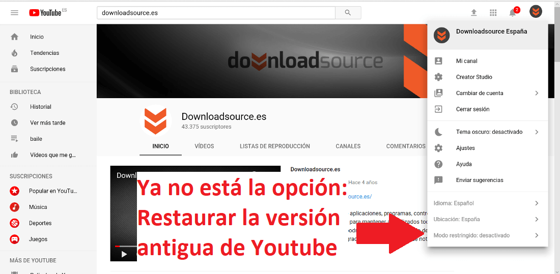 youtube antiguo diseño