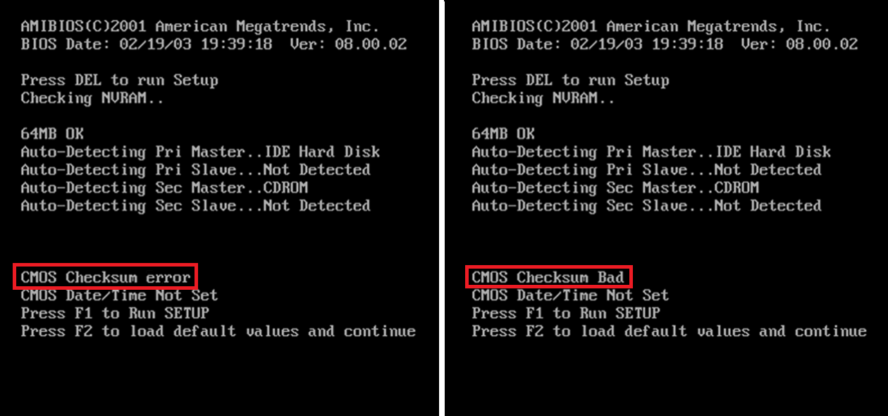 CMOS Checksum error en ordenador windows