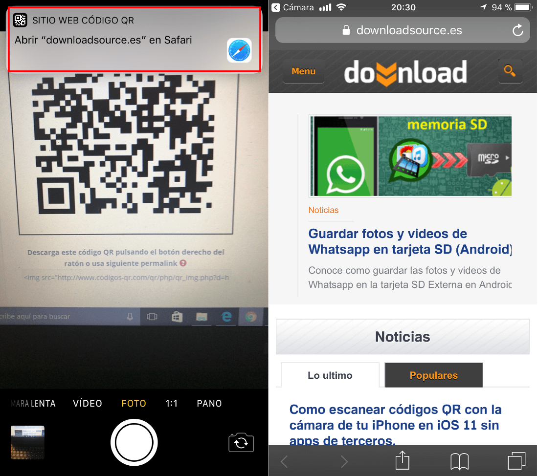 Usa la camara de tu iPhone con iOS 11 para escanear los codigos QR