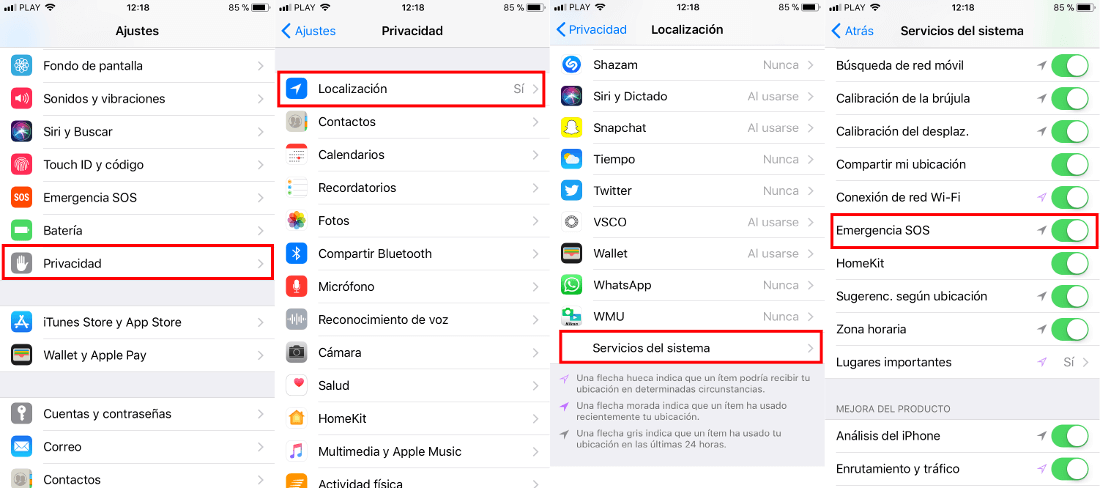 configurar la llamada de emergencia en iPhone con iOS 11