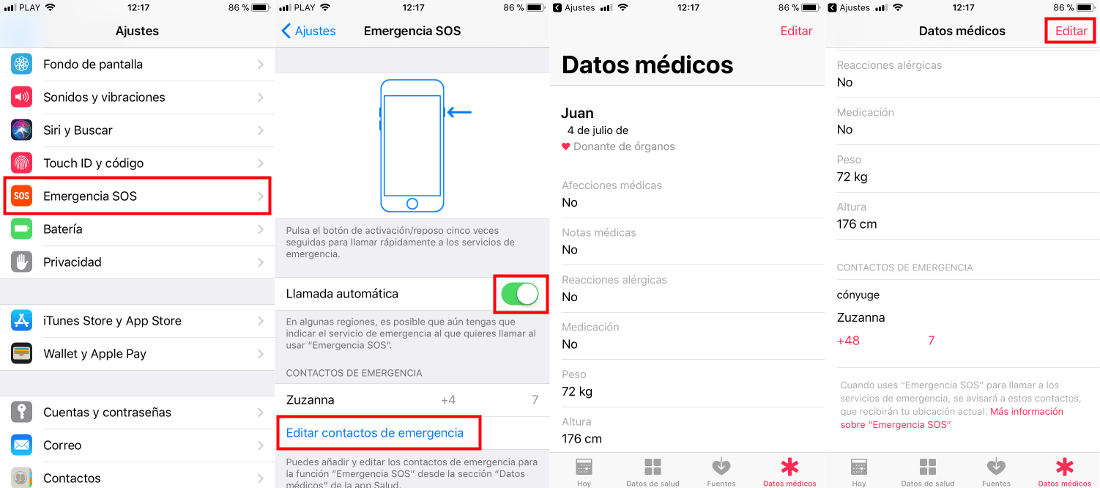 Emergencia SOS en iPhone con iOS 11