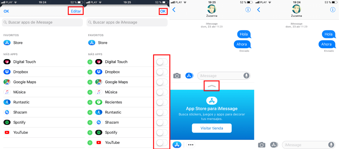 como quitar la barra de aplicaciones de iMensajes en iPhone con iOS 11