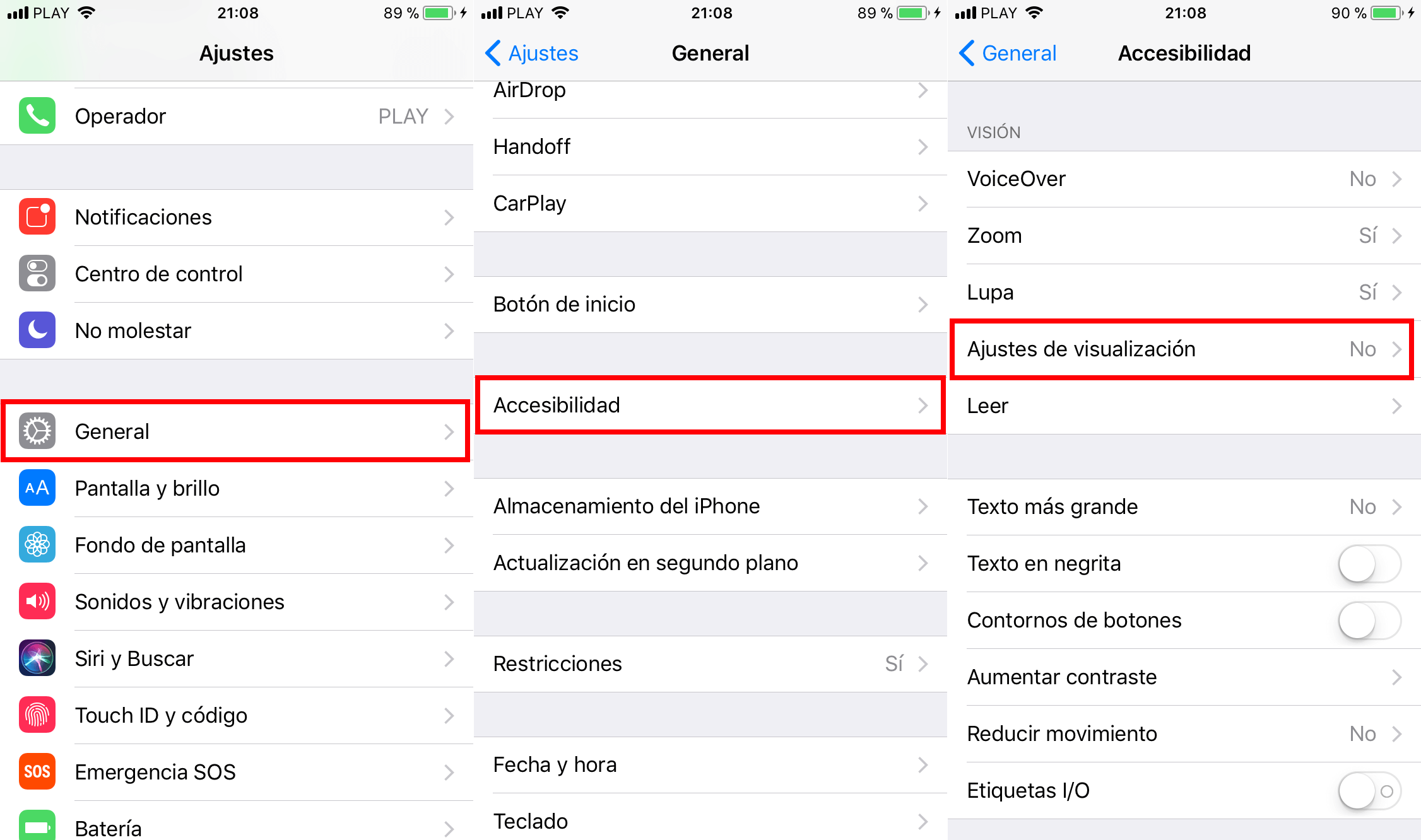 desactivar el ajuste automático del brillo de iPhone iOS 11