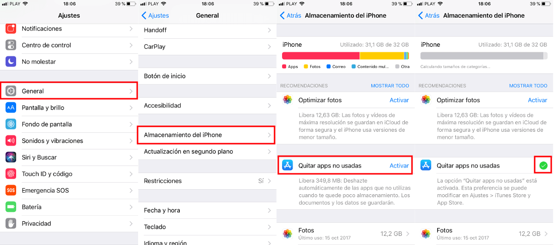 como desinstalar automaticamente aplicaciones no usadas en iPhone con iOS 11