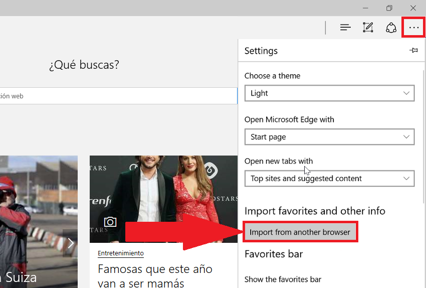 Importar contraseñas y favoritos al navegador Web Microsoft Edge