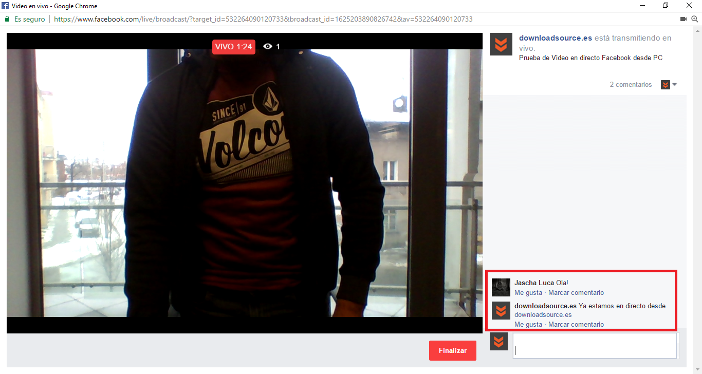 video en vivo en Facebook desde tu ordenador