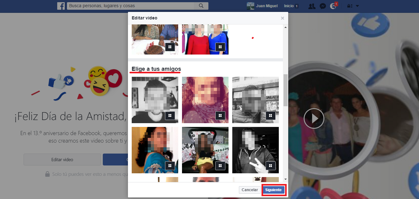 editar el video de la amistad de Facebook en tu perfil