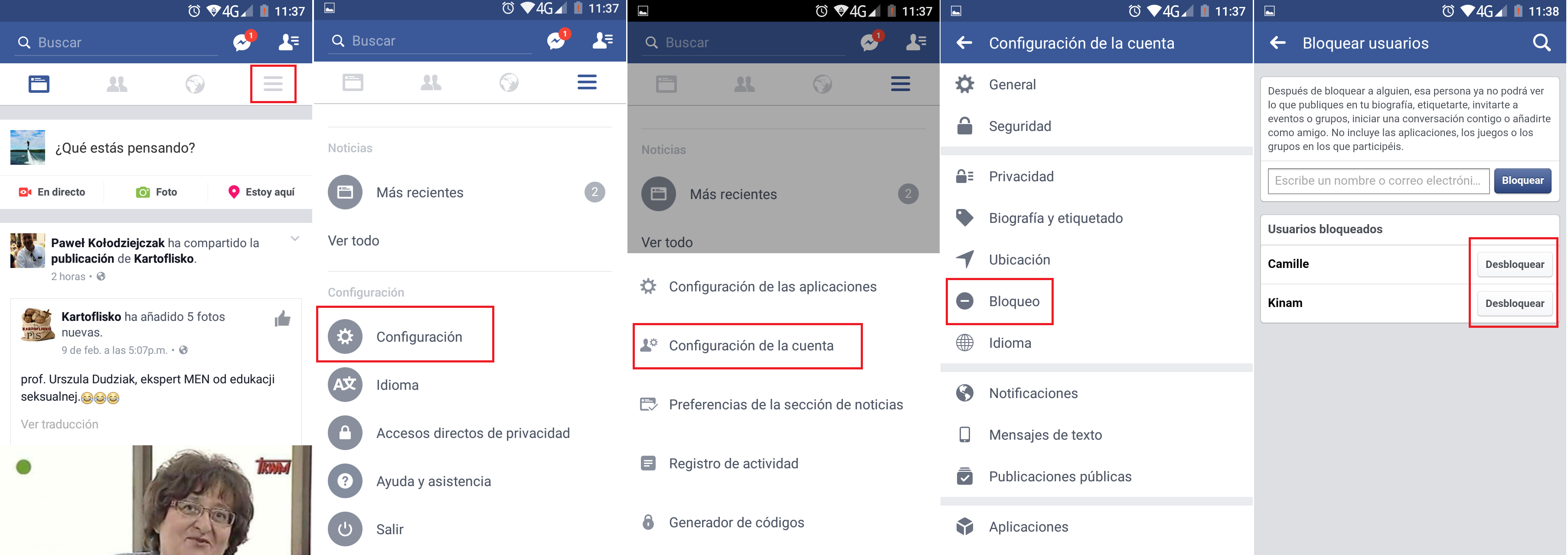 Desbloquear personas de Facebook desde la Web o desde la app para Android o ios