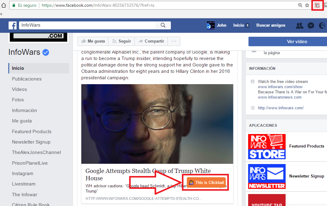 Detectar clicsbites en FAcebook