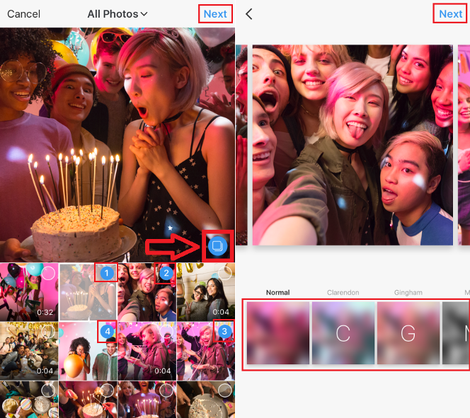 Multiples fotos y videos en un solo post de instagram