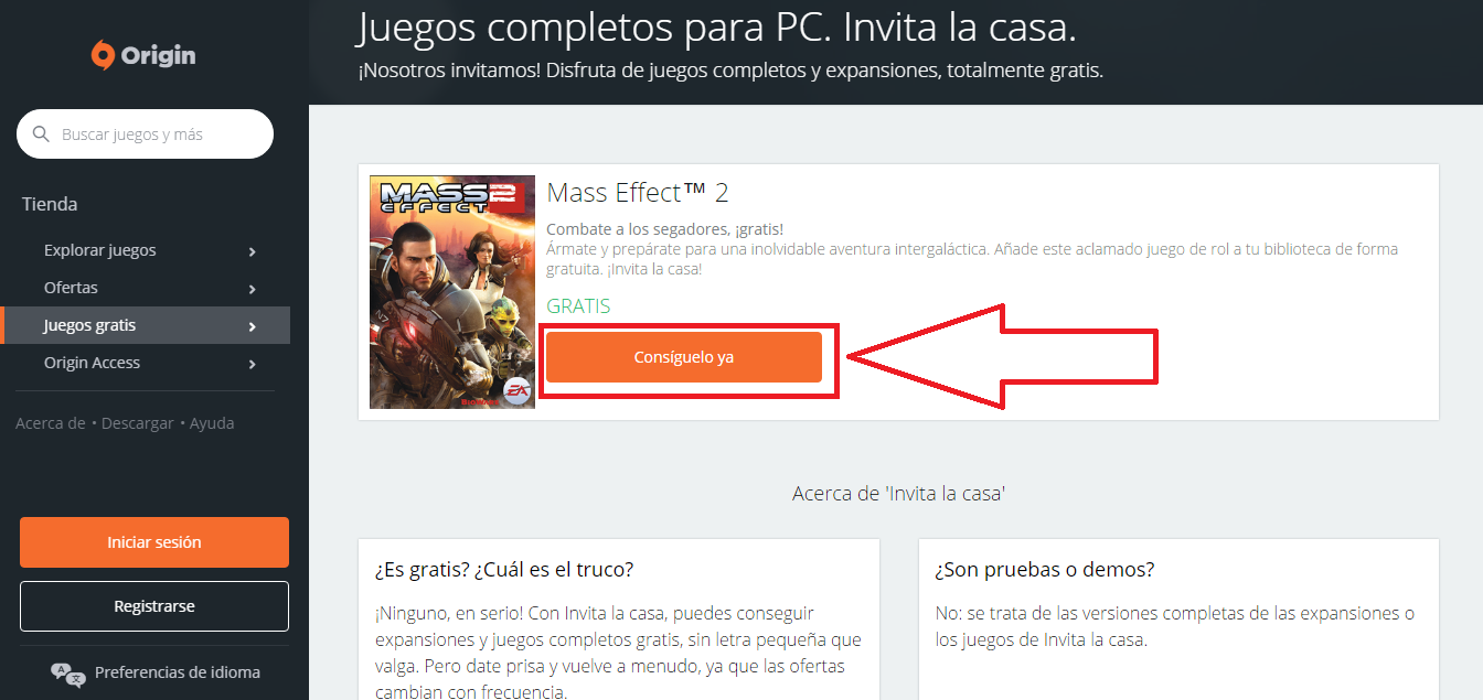 Mass effect gratis y de por vida en origin