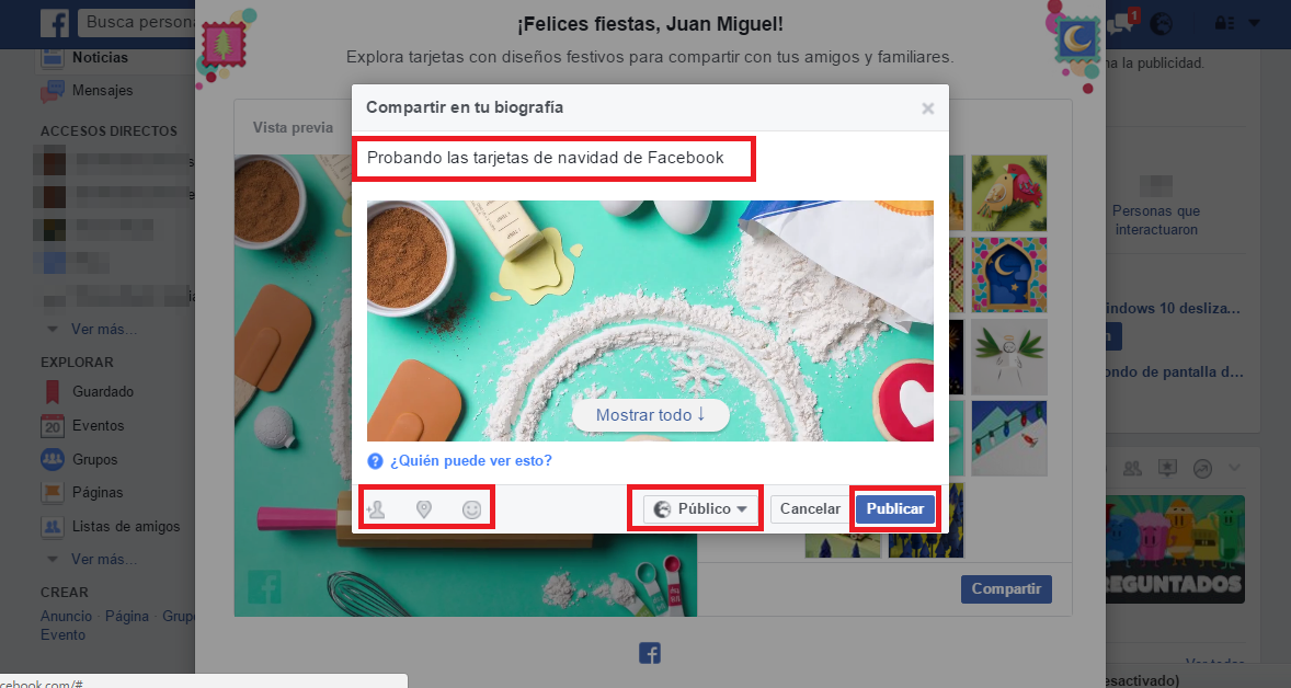 Felicita a tus familiares y amigos de Facebook con tarjetas interactivas