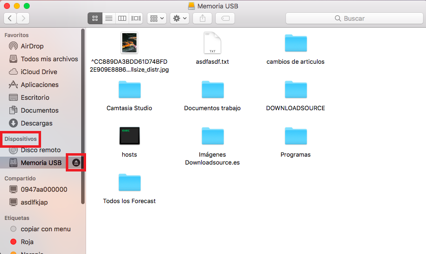 Expulsar dispositivo de almacenamiento externos en Mac de manera segura