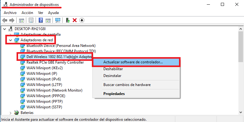 Conexión de área local no tiene una configuración IP válida