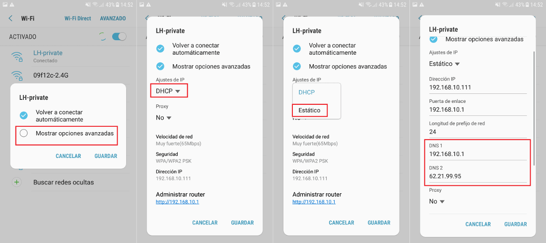 como usar las dns de google en Android