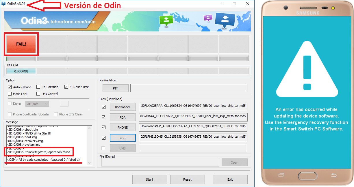 Odin fail: Complete (Write) operation failed 