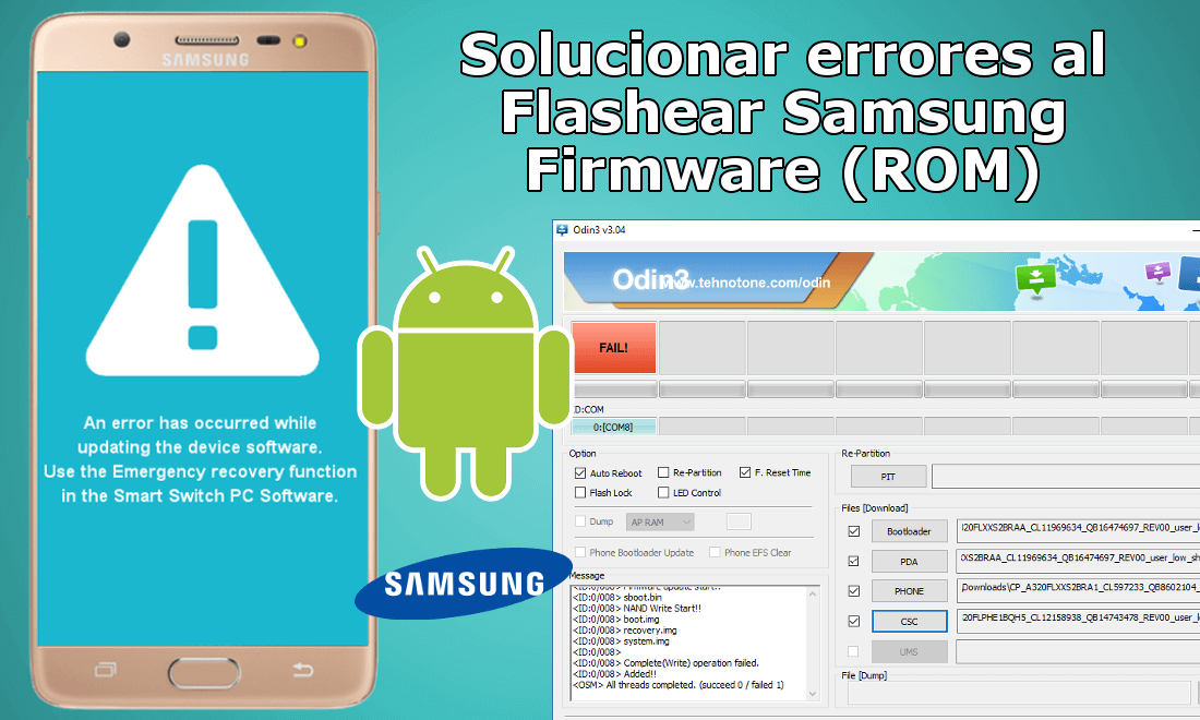 como solucionar el error al flashear una ROM en telefono Samsung con Android
