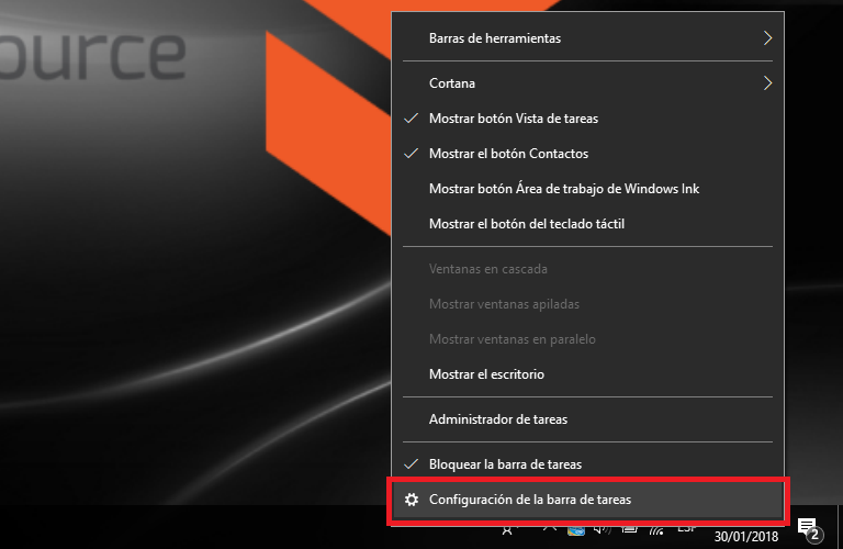 vambiar el lugar de la barra de tareas de windows 10