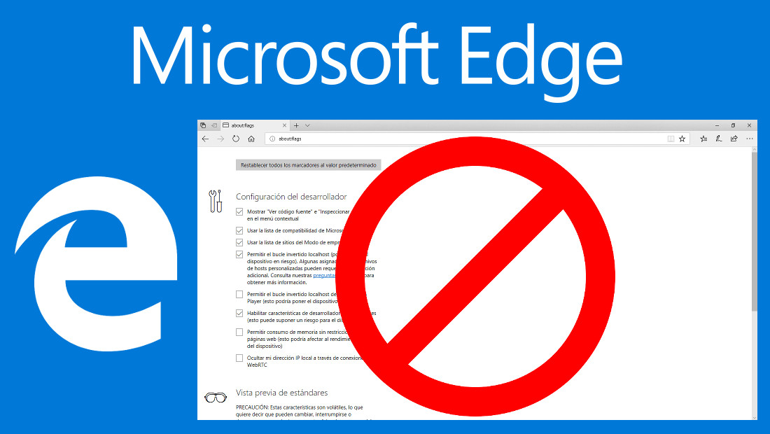 desactivar la seccion flags del navegador Web Microsoft Edge