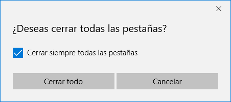 activar o desactivar el mensaje ¿Deseas cerrar todas las pestañas? en microsoft edge