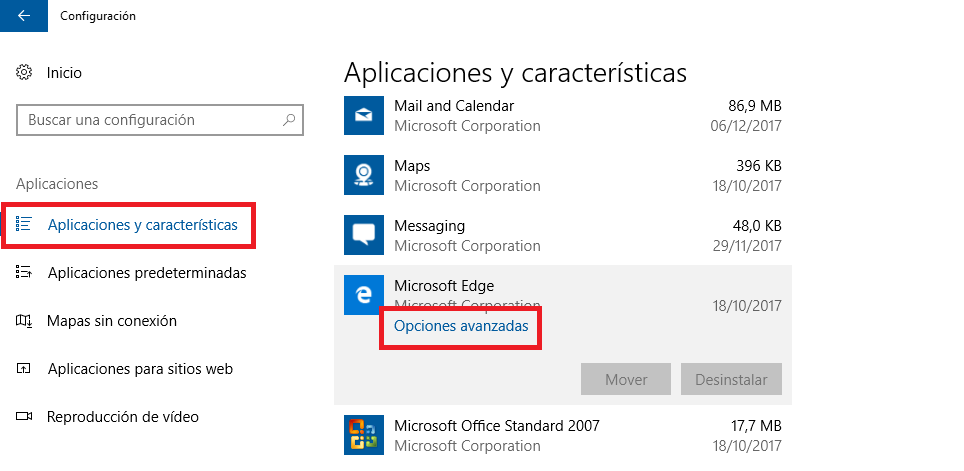 como reparar el navegador edge en windows 10