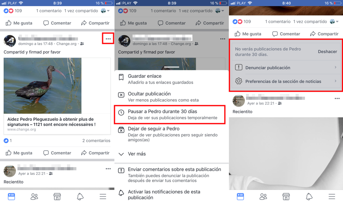 como usar la nueva función snooze de Facebook para ocultar publicaciones de amigos durante 30 dias