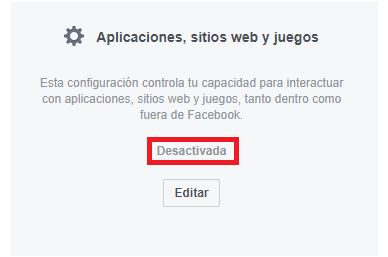 impide que las aplicaciones de terceros tengan accesos a tus datos o información de Facebook