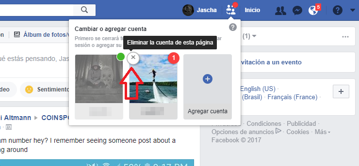 no cerrar sesión para usar otra cuenta de facebook