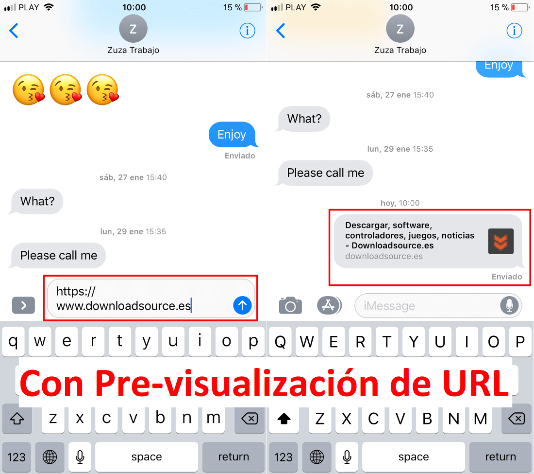 Evitar que los enlaces enviados por mensaje en iPhone, muestren la previsualización del mismo