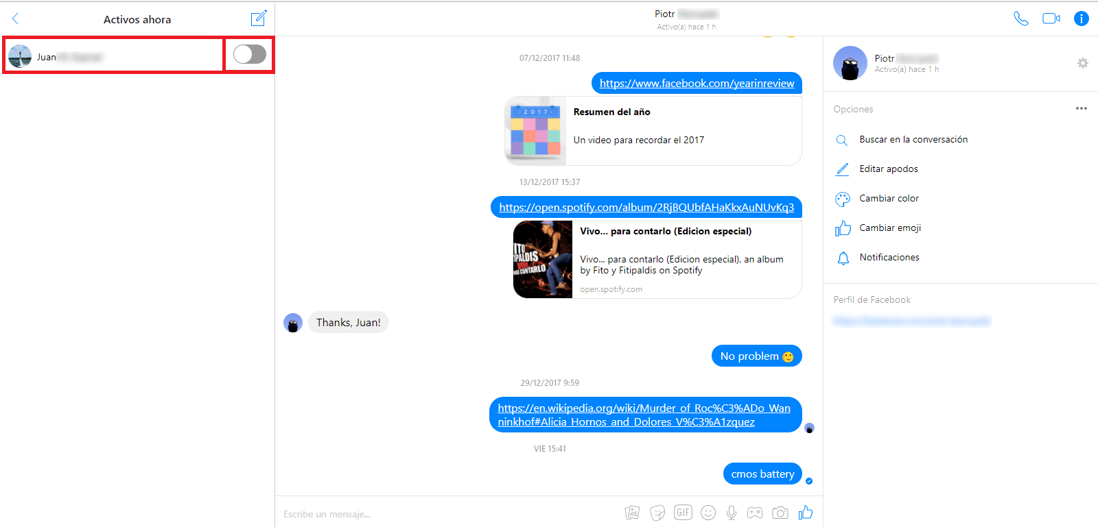 mostrarme siempre como desconectado en Messenger