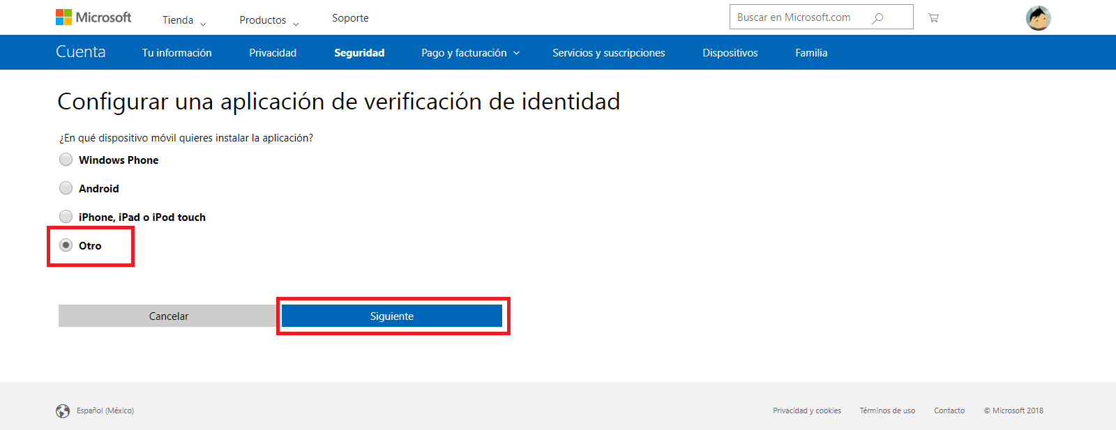 configurar Google Authenticator  para la seguridad de 2 pasos en Microsoft