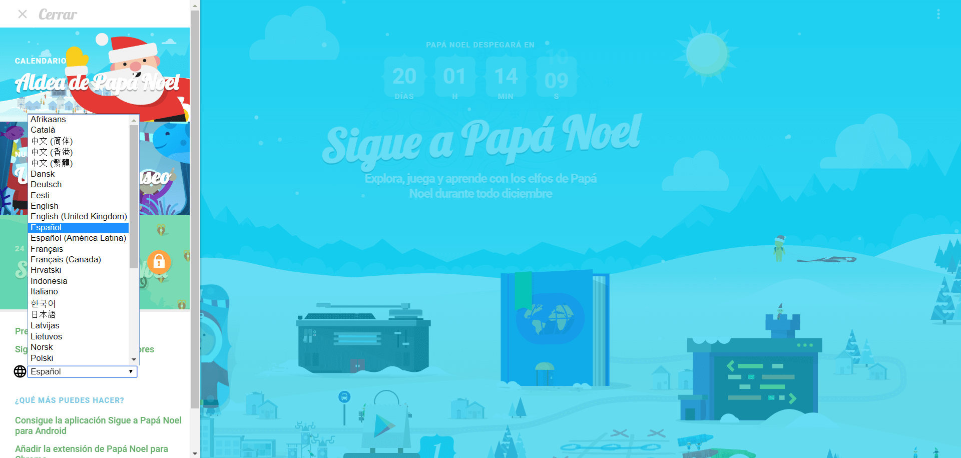 ya puedes seguir a papa noel desde su aldea con Google Santa tracker