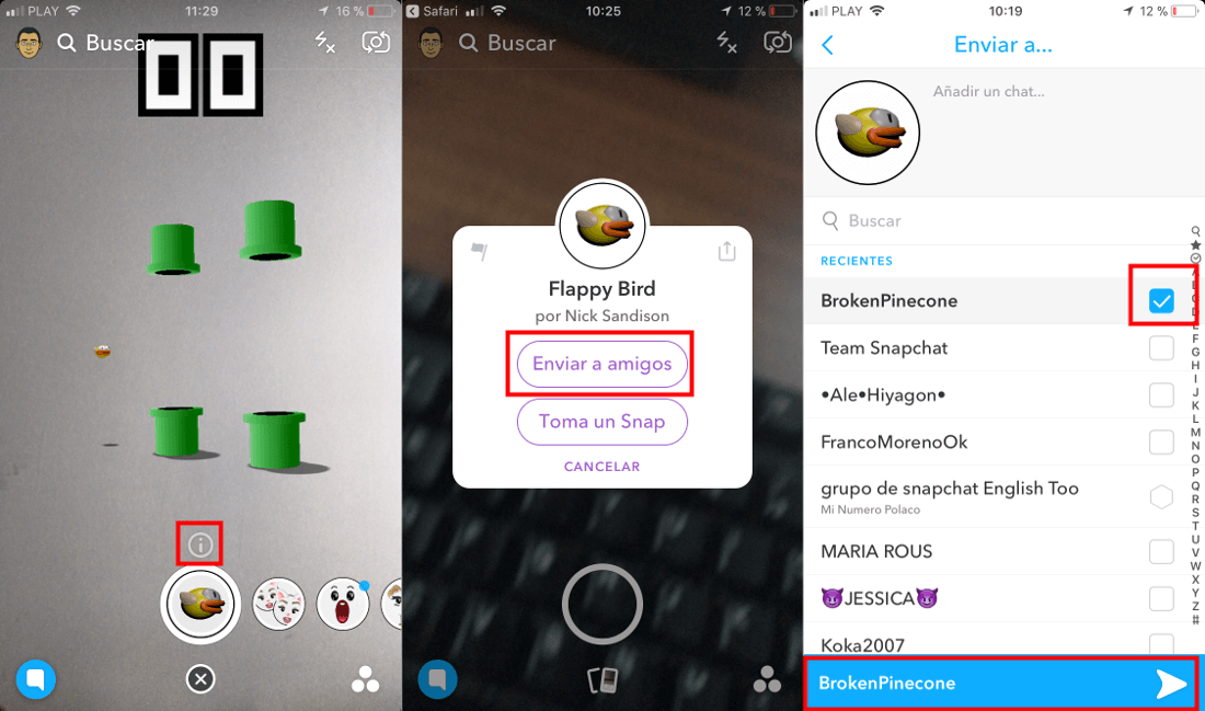 Como activar y jugar a Flappy Bird desde snapchat.