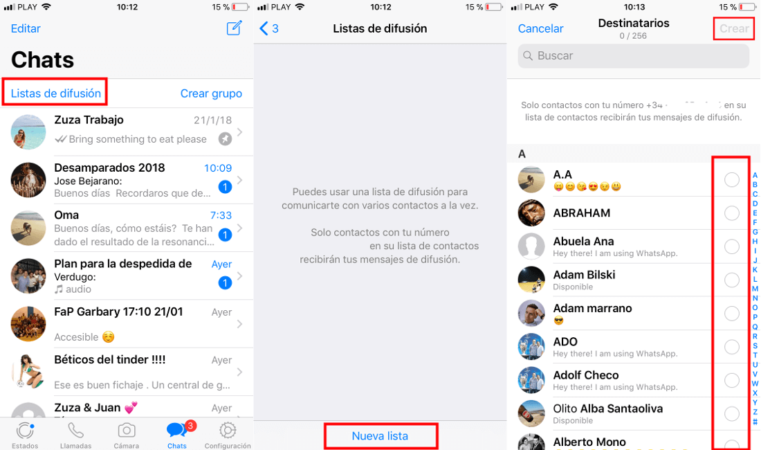 Para que sirven las listas de difusiones de Whatsapp