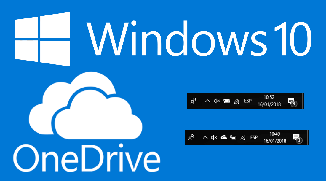 Conoce como recuperar el icono de Onedrive en la bandeja del sistema de la barra de tareas de windows 10